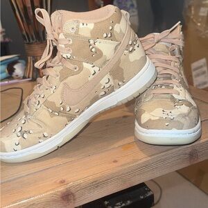 Nike Women's Beige Camouflage High-Top Sneakers